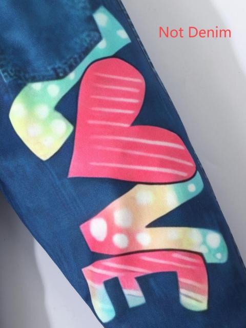 Girls' Cartoon Girl - Printed T - Shirt and Leopard - Print Jeans Set