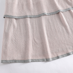 White A-line Skirt with Black-outlined Vertical Floral Embroidery (Customizable)