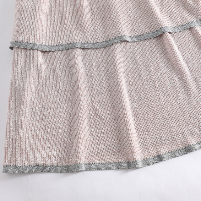 White A-line Skirt with Black-outlined Vertical Floral Embroidery (Customizable)