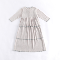 White A-line Skirt with Black-outlined Vertical Floral Embroidery (Customizable)