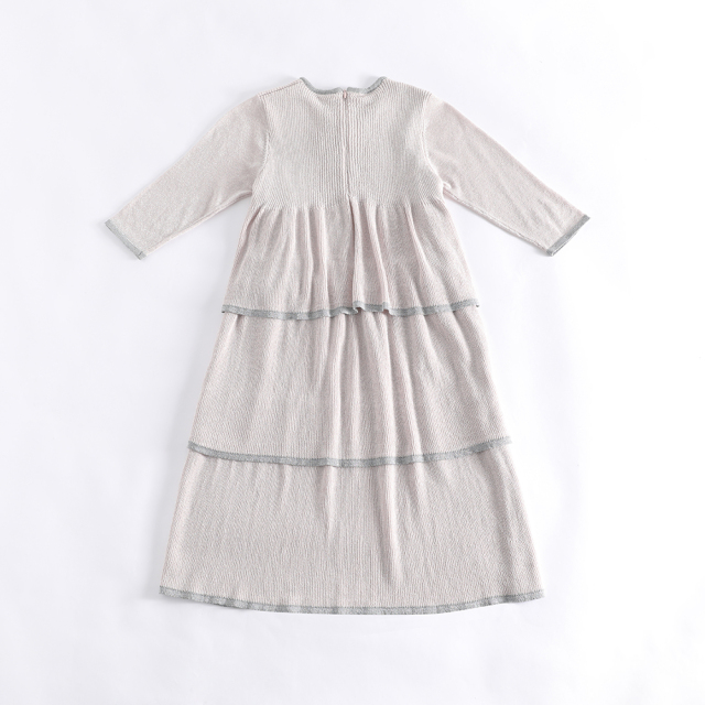 White A-line Skirt with Black-outlined Vertical Floral Embroidery (Customizable)