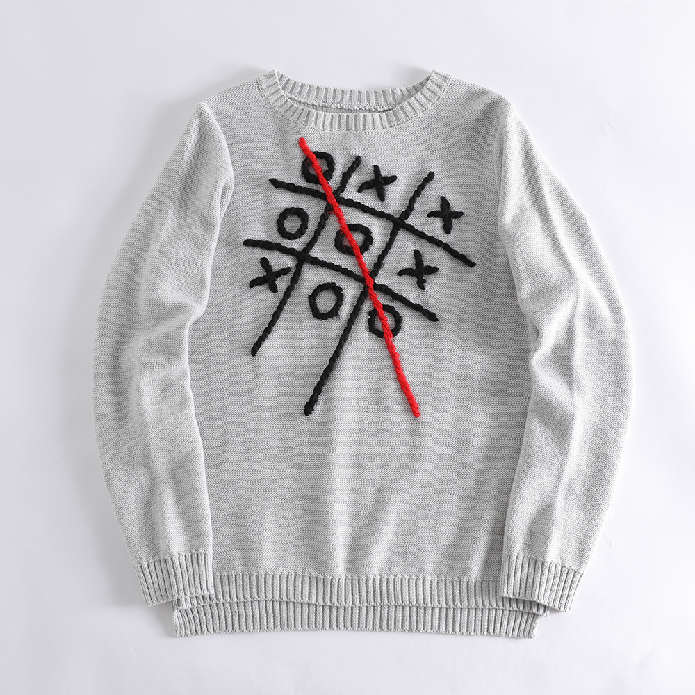 Fun Tic - Tac - Toe Pattern Children's Sweater, Customizable for Processing