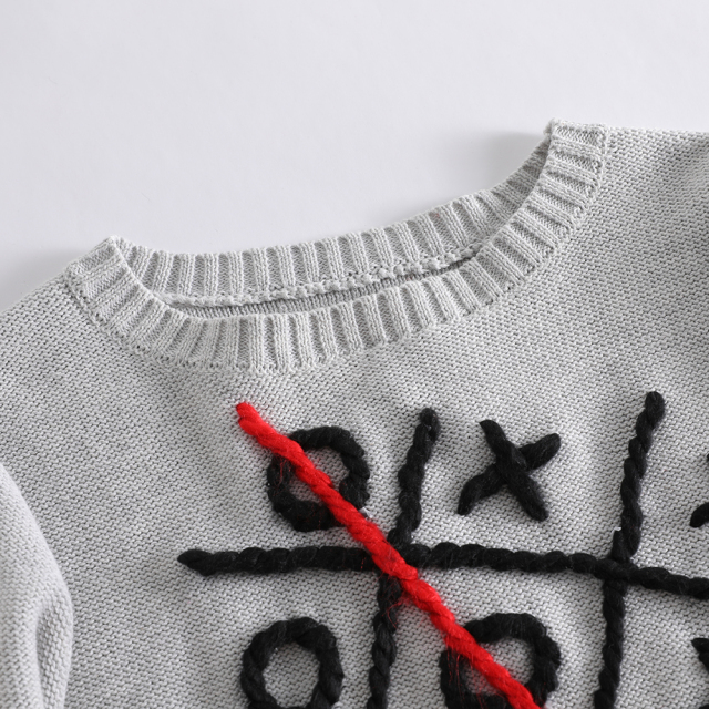 Fun Tic - Tac - Toe Pattern Children's Sweater, Customizable for Processing