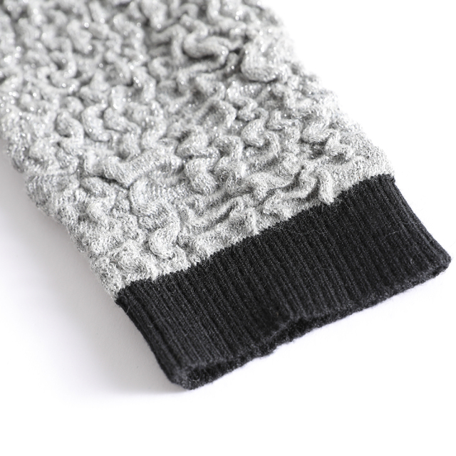 Asymmetrical Color-Blocked Textured Sweater (Customizable)