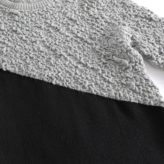 Asymmetrical Color-Blocked Textured Sweater (Customizable)