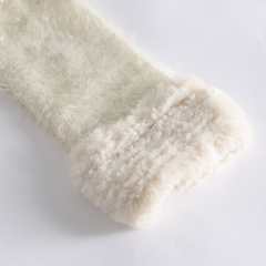 New Children's Crew - Neck Sweater with Plush Texture, Pearl Decoration and Cuff Splicing