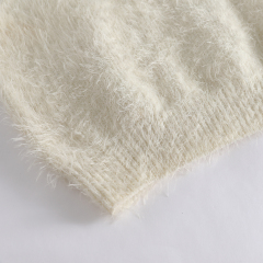 New Children's Crew - Neck Sweater with Plush Texture, Pearl Decoration and Cuff Splicing