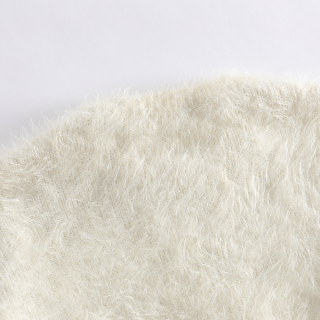 New Children's Crew - Neck Sweater with Plush Texture, Pearl Decoration and Cuff Splicing