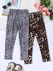 Girls' Leopard - Printed Long Pants, Two Colors Available