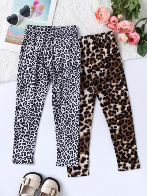 Girls' Leopard - Printed Long Pants, Two Colors Available