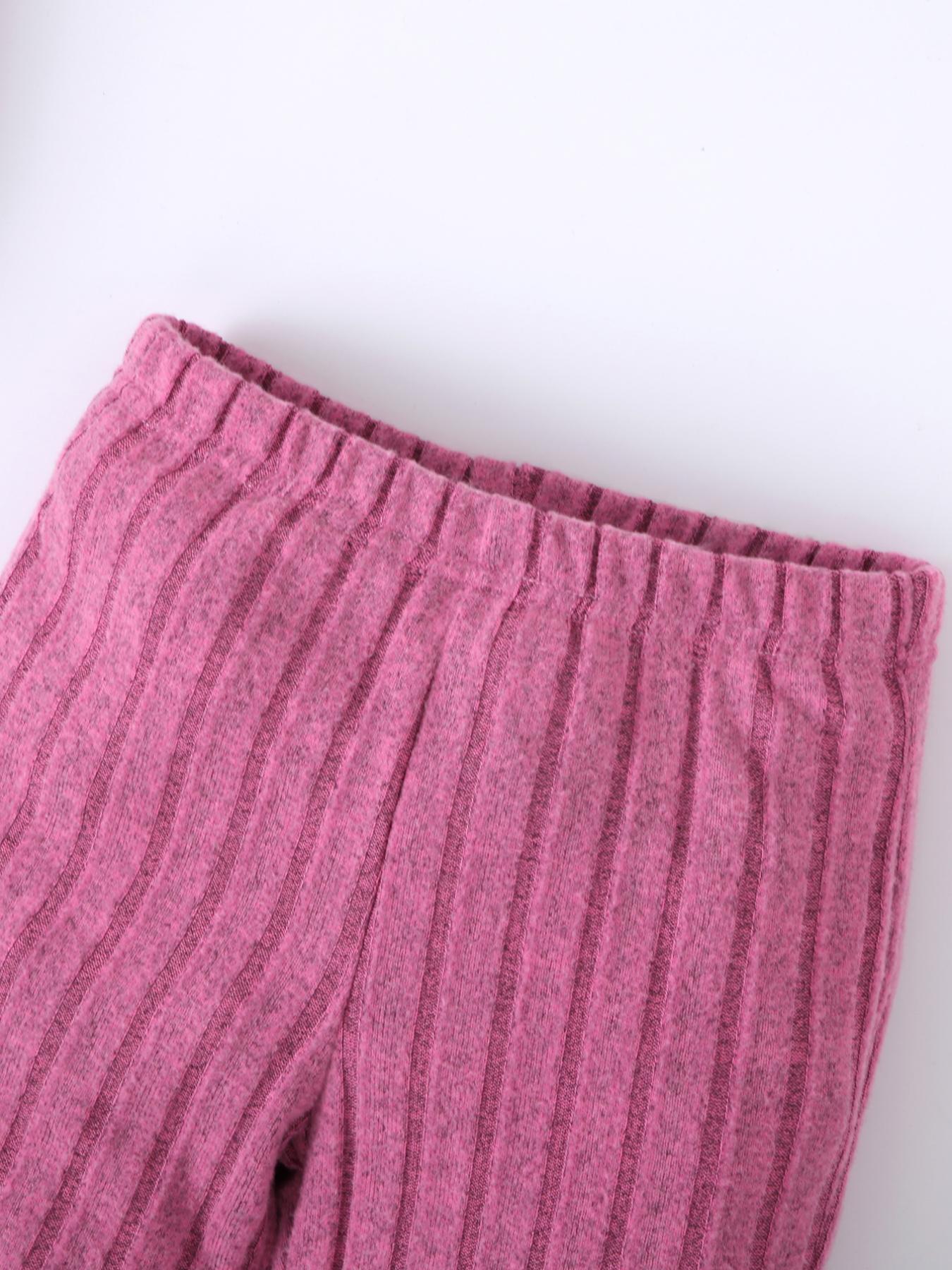 Girls' Rose - Pink Ribbed Cami Top + Flared Pants Set