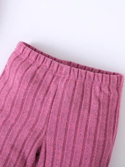 Girls' Rose - Pink Ribbed Cami Top + Flared Pants Set