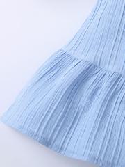 Light blue ruffled camisole with buttoned skirt two-piece set for girls