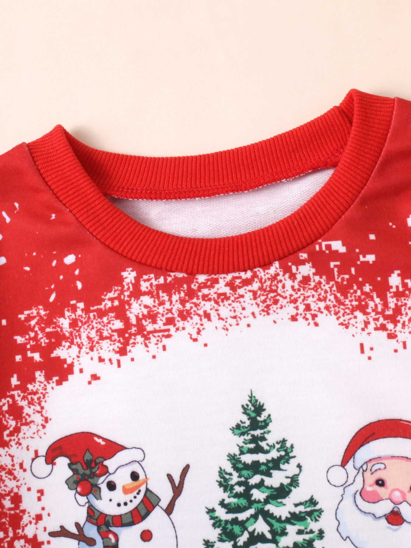 Girls' Christmas Set: Printed Sweatshirt with All - Over - Print Bell - Bottoms