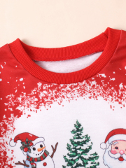 Girls' Christmas Set: Printed Sweatshirt with All - Over - Print Bell - Bottoms