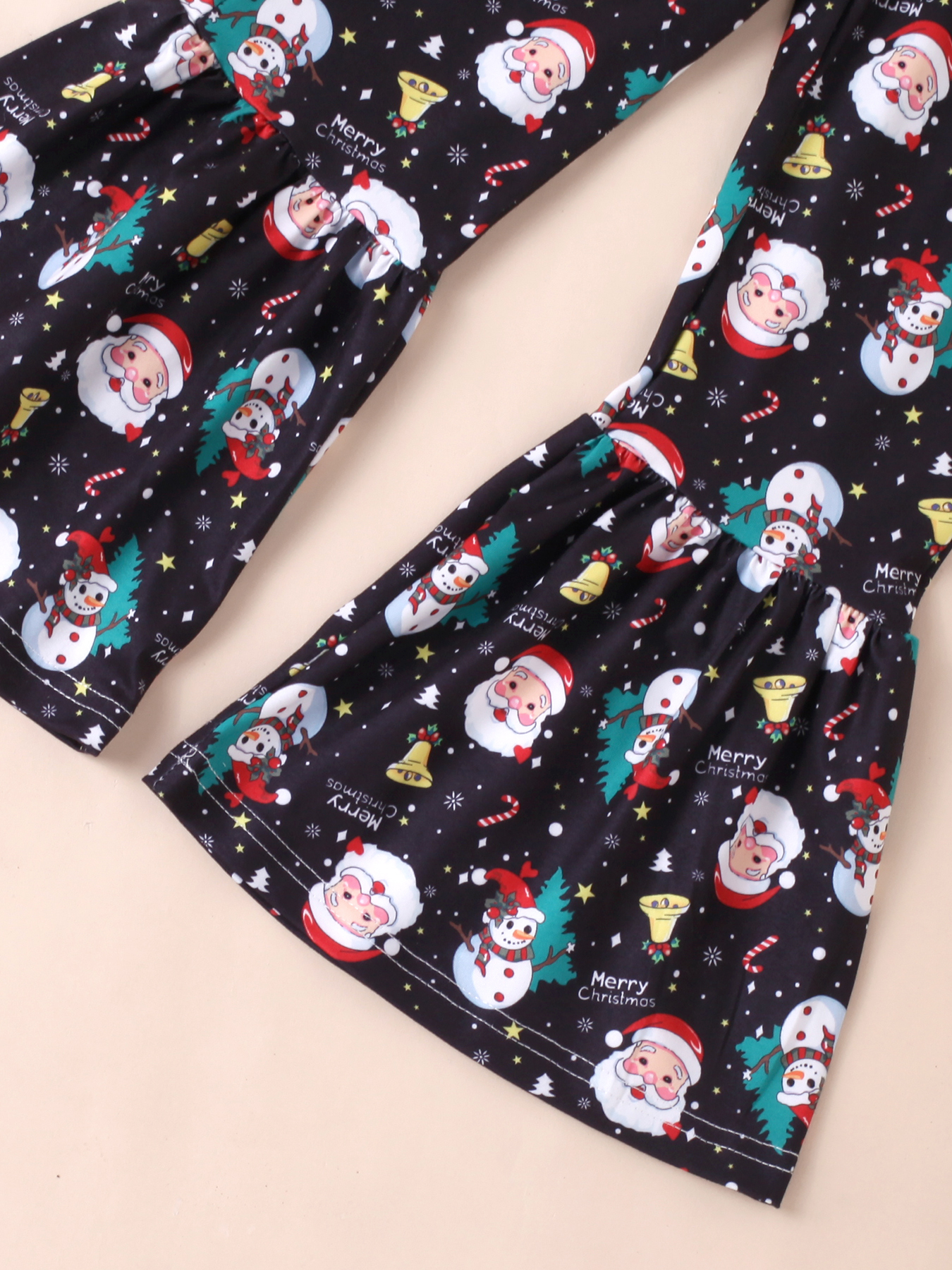 Girls' Christmas Set: Printed Sweatshirt with All - Over - Print Bell - Bottoms