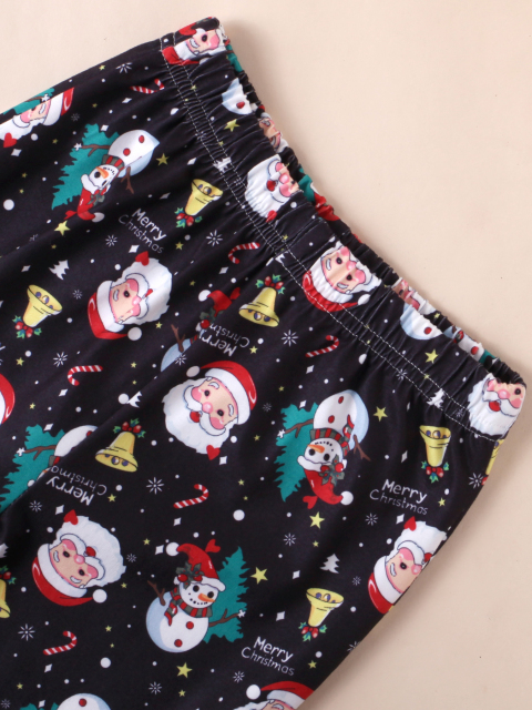 Girls' Christmas Set: Printed Sweatshirt with All - Over - Print Bell - Bottoms