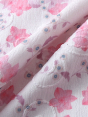 Girls' Pink and White Floral Flutter - Sleeve Dress