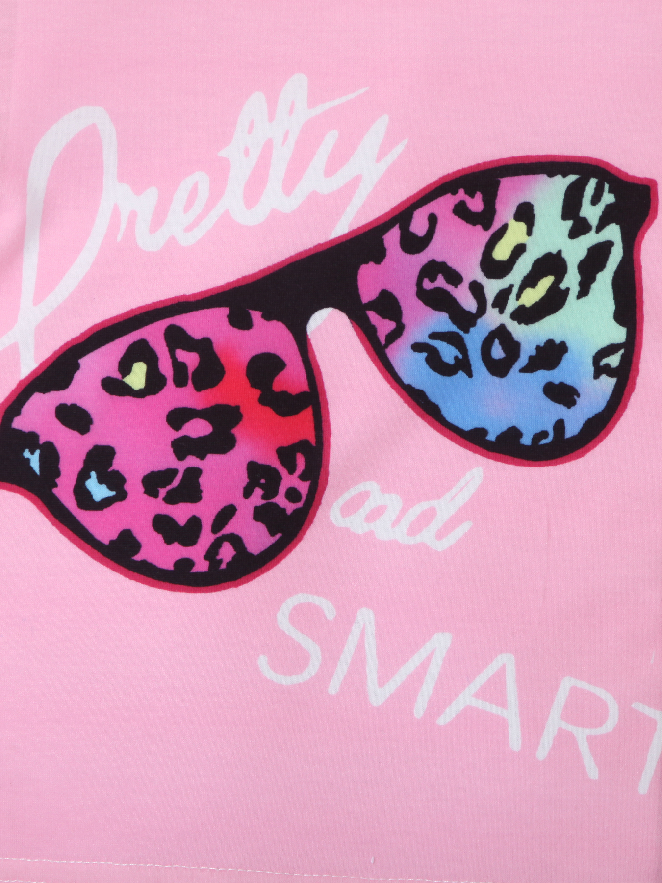 Pink T - Shirt and Colorful Leopard - Print Shorts, Trendy Girls' Two - Piece Set