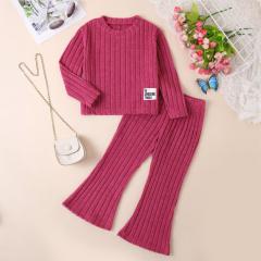 Kids' Ribbed Top + Flared Pants Set (Multi - Colors Available)
