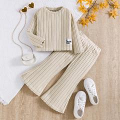 Kids' Ribbed Top + Flared Pants Set (Multi - Colors Available)
