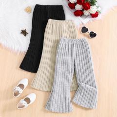 Girls' Ribbed - Texture Flared Pants, Multi - Color Fashion Casual Trousers
