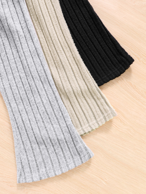 Girls' Ribbed - Texture Flared Pants, Multi - Color Fashion Casual Trousers