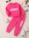 Children's Pink “Little SASSY” Letter - Printed Sweatshirt and Pants Set