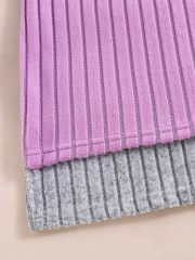 Girls' Turtleneck Ribbed Half - Sleeve Dress, Gentle Purple & Gray Knit Dresses