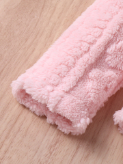 Girls' Sweet Pink Flower - Embossed Plush Stand - Collar Coat