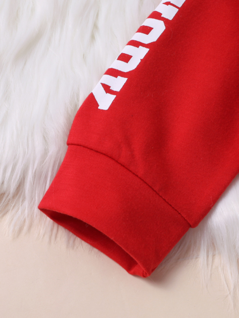 Girls' Red Hooded Cropped Sweatshirt with Matching Red Pants and White Camisole Three - piece Set