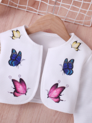 Kids' Sweet Butterfly Jacket with Sunflower Dress Two-piece Set