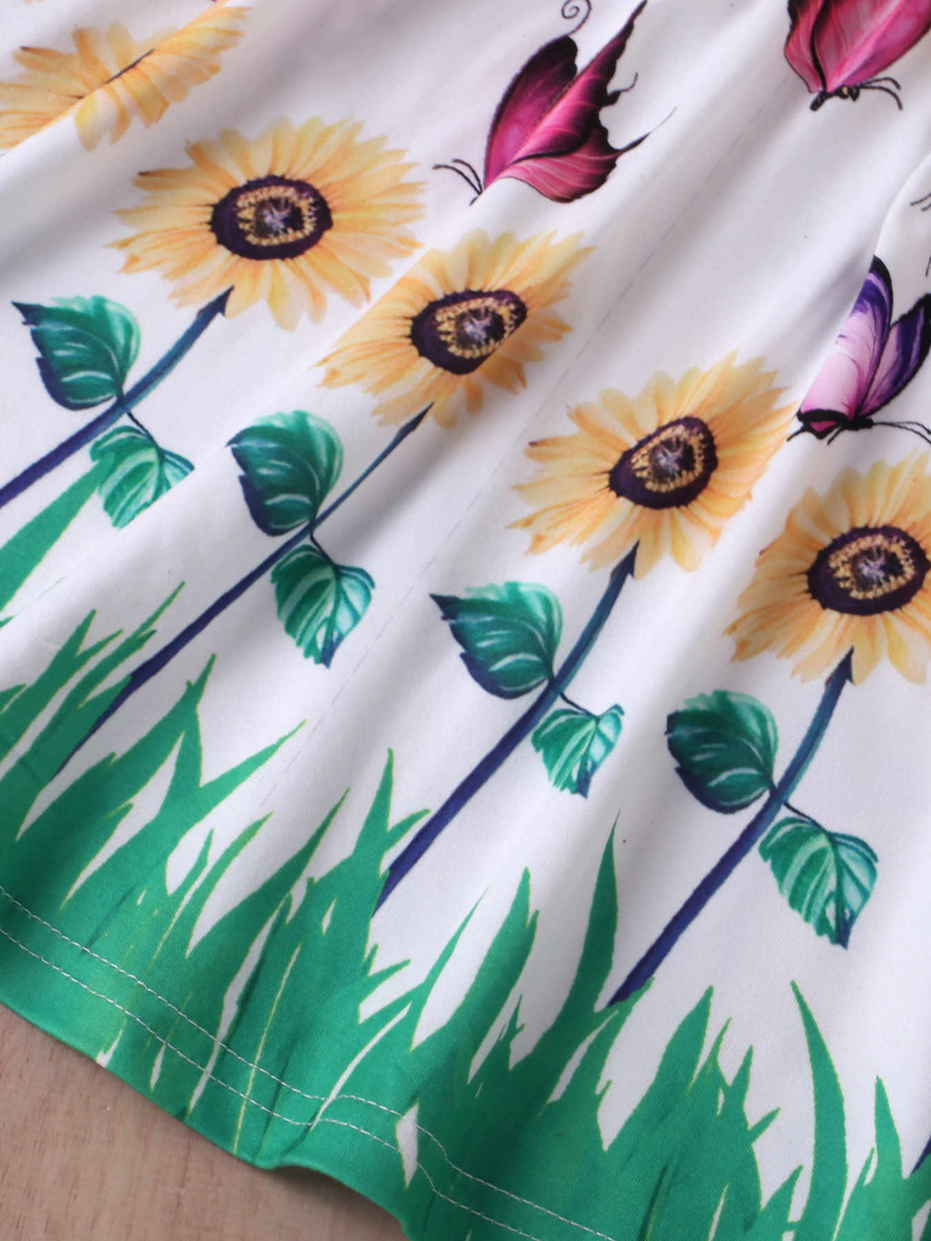 Kids' Sweet Butterfly Jacket with Sunflower Dress Two-piece Set