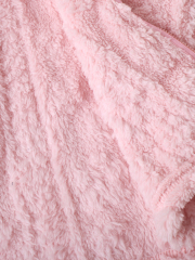Girls' Sweet Pink Flower - Embossed Plush Stand - Collar Coat