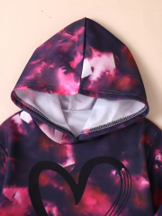 Children's Tie - Dye Hoodie with Matching Pattern Pants, Love - Print Set
