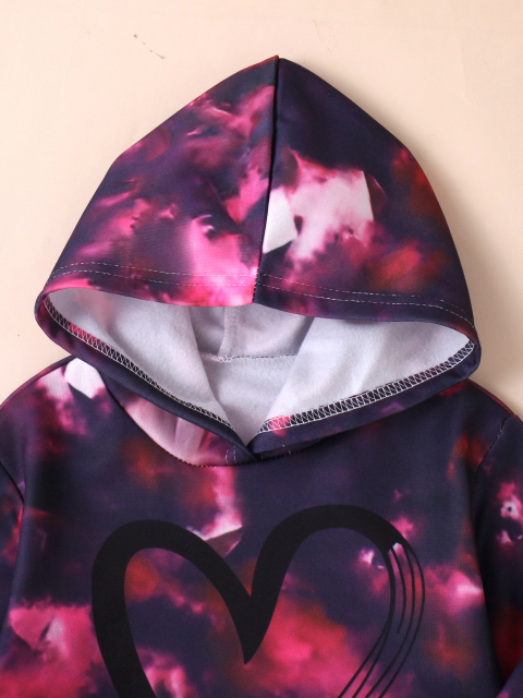 Children's Tie - Dye Hoodie with Matching Pattern Pants, Love - Print Set