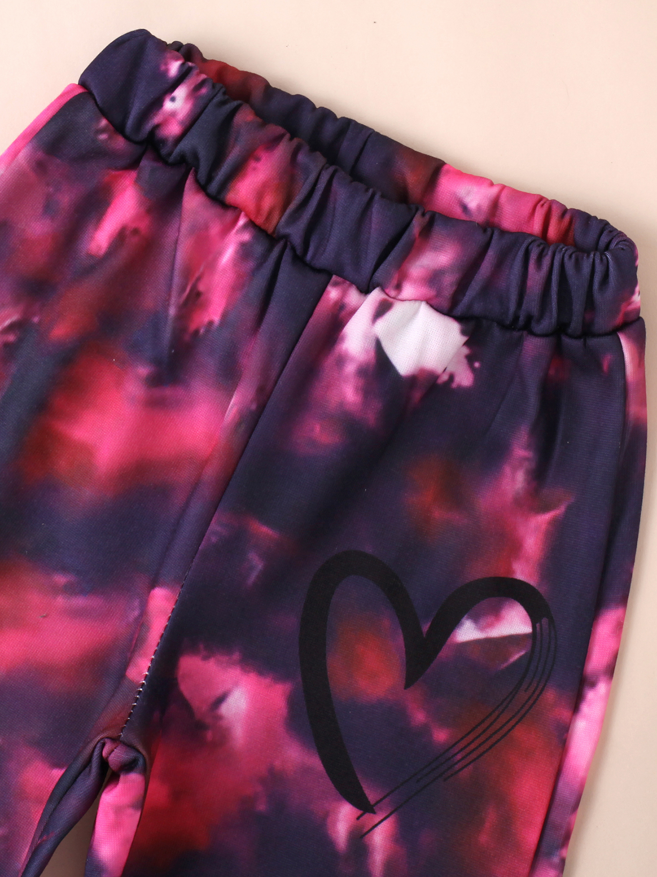 Children's Tie - Dye Hoodie with Matching Pattern Pants, Love - Print Set