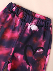 Children's Tie - Dye Hoodie with Matching Pattern Pants, Love - Print Set