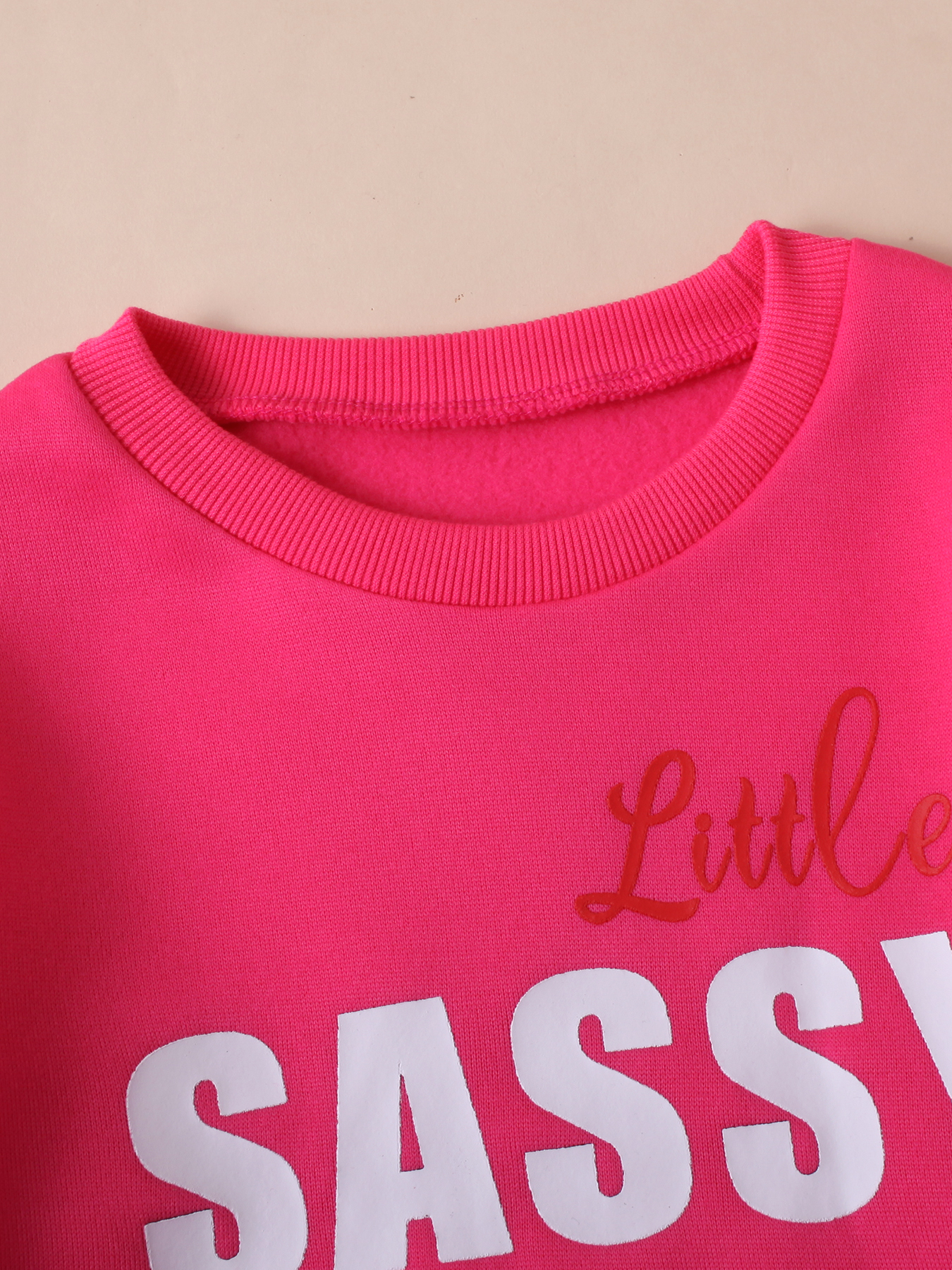 Children's Pink “Little SASSY” Letter - Printed Sweatshirt and Pants Set