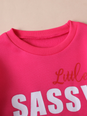 Children's Pink “Little SASSY” Letter - Printed Sweatshirt and Pants Set