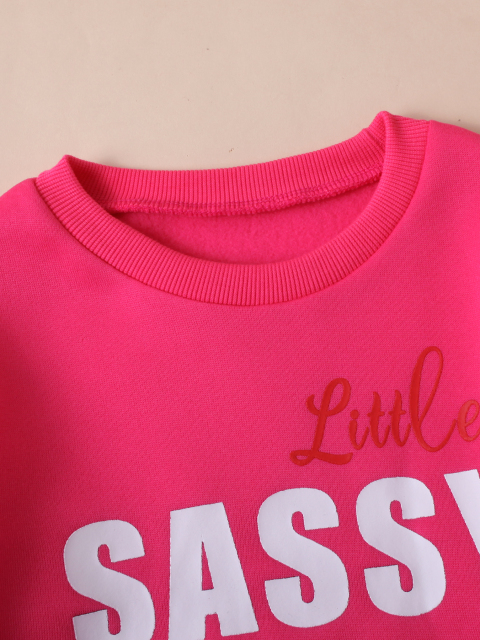 Children's Pink “Little SASSY” Letter - Printed Sweatshirt and Pants Set