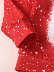 Children's Christmas - themed red top with leopard - print flared pants set