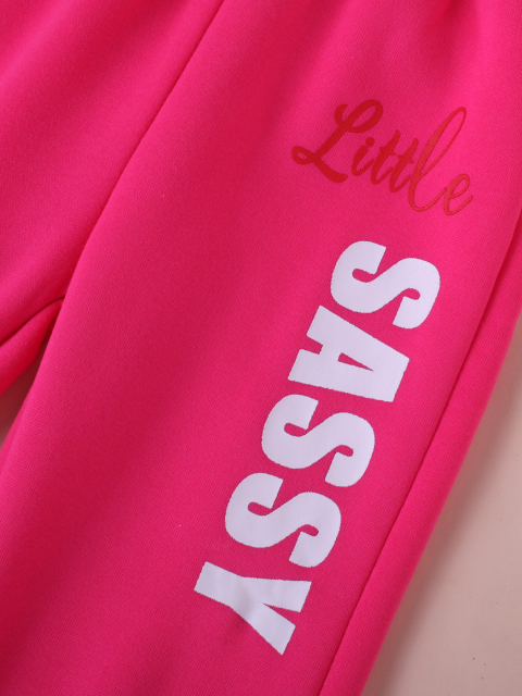 Children's Pink “Little SASSY” Letter - Printed Sweatshirt and Pants Set