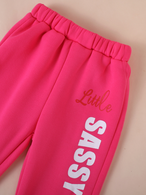 Children's Pink “Little SASSY” Letter - Printed Sweatshirt and Pants Set