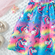 Girls' Rainbow - Gradient Unicorn - All - Over - Print Waist - Gathered Short - Sleeve Dress