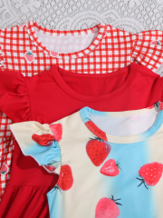 Kids' Playful Spaghetti Strap Dress Three - Piece Set (Multi - Pattern Summer Styles)