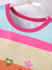Girls' Rainbow - Striped My Little Pony - Printed Flutter - Sleeve Dress