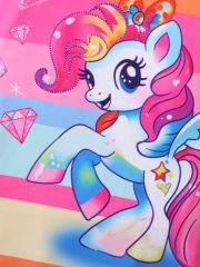 Girls' Rainbow - Striped My Little Pony - Printed Flutter - Sleeve Dress