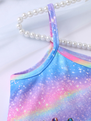 Girls' Dreamy Starry Sky Unicorn - Printed Slip Dress