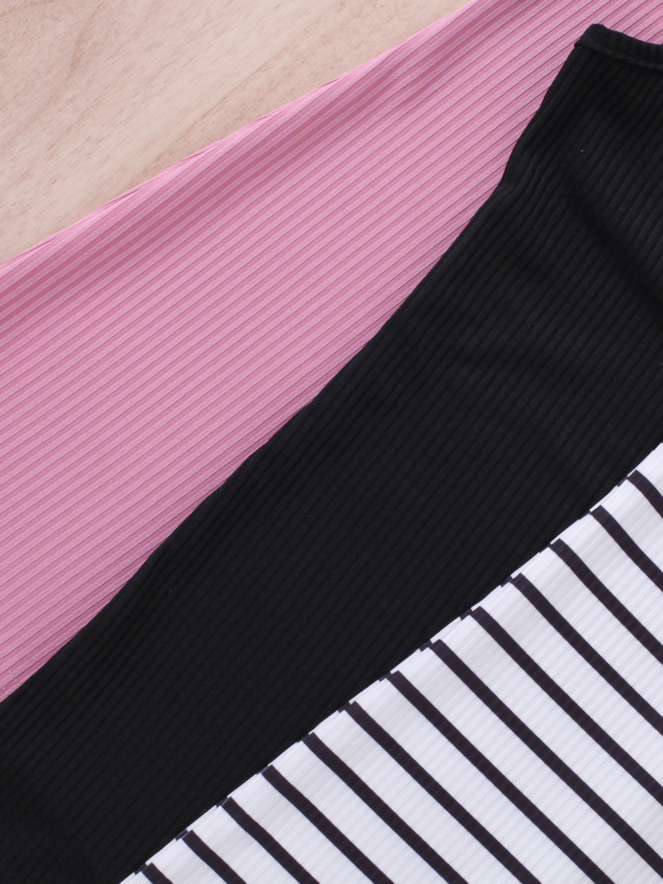 Sweet - Style Girls' Spaghetti Strap Ribbed Dress (Black/White/Pink - Three Colors)